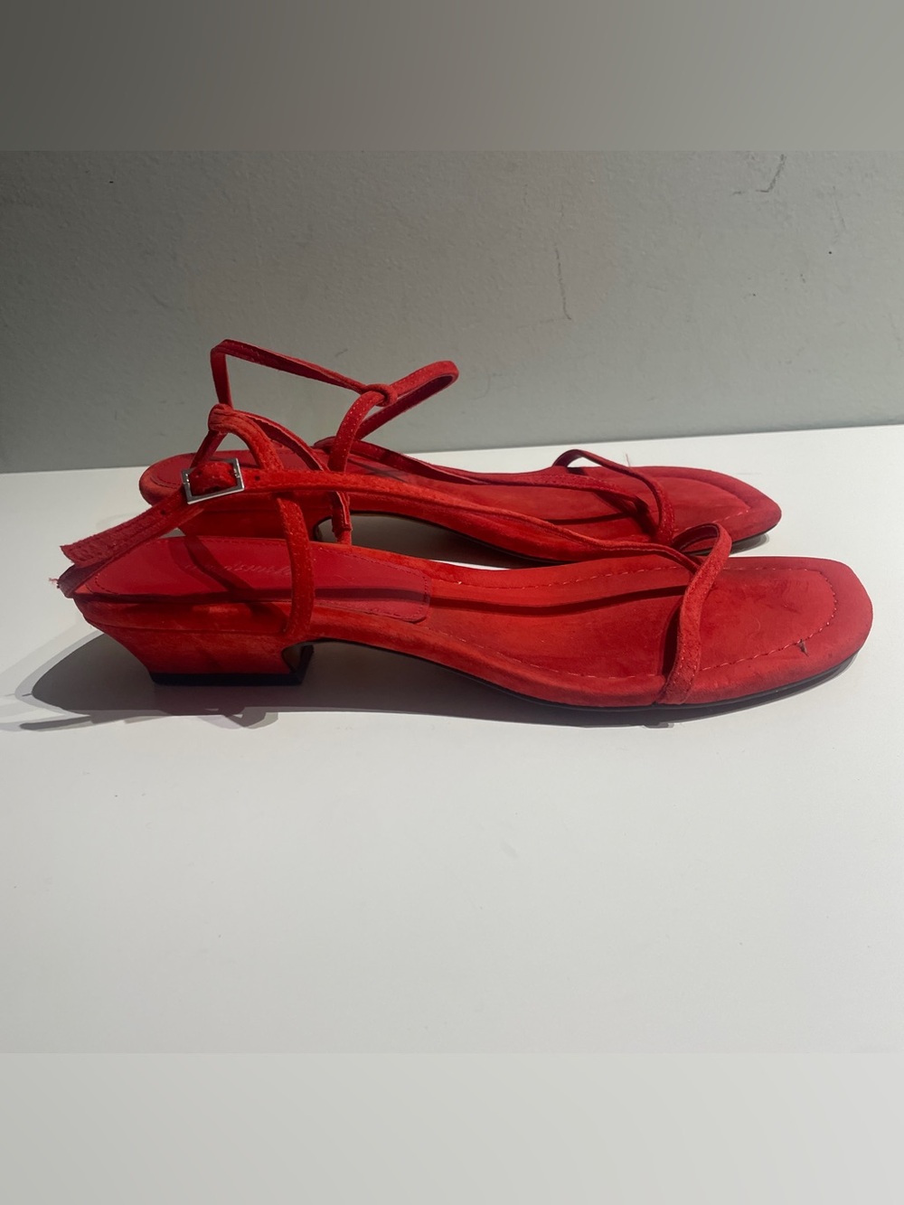 Madewell Red Suede Tonio Strappy Square Sandal 7